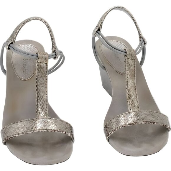 LifeStride Miami Strappy Wedge Sandals Platino Gold Women's US 5.5M - Picture 1 of 6